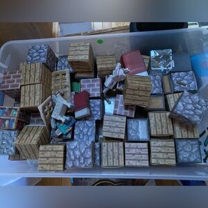 Minecraft cardboard building blocks with figures